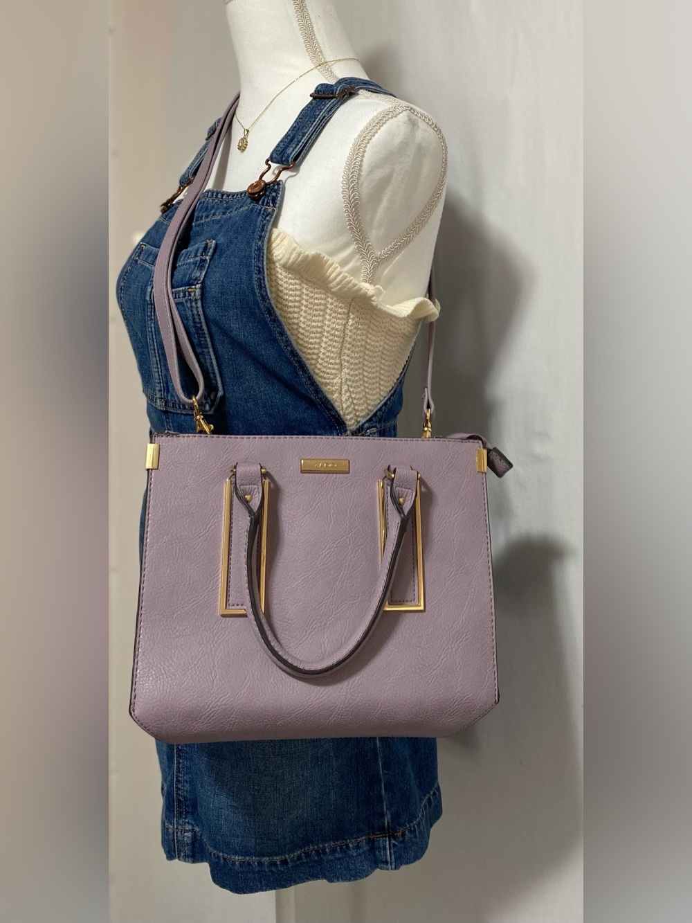 Aldo Lavender Crossbody Bag with Gold Details